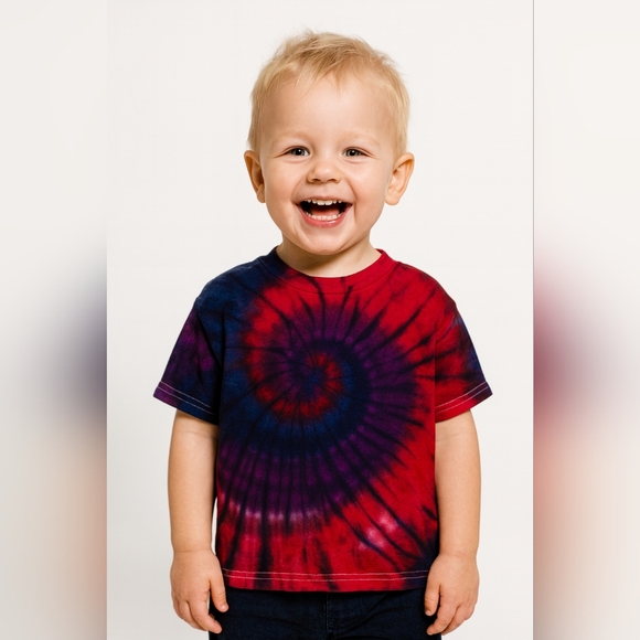 Hand Crafted Other - Tie Dye Youth Large Purple Blue and Red Spiral Dye Tee Shirt